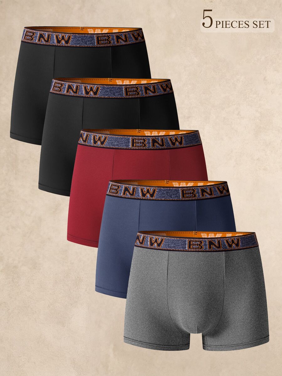 Manfinity Underwear&Sleepwear Basics Men's Jacquard Waistband Boxer Briefs 5-Pack - Multicolor - View 1