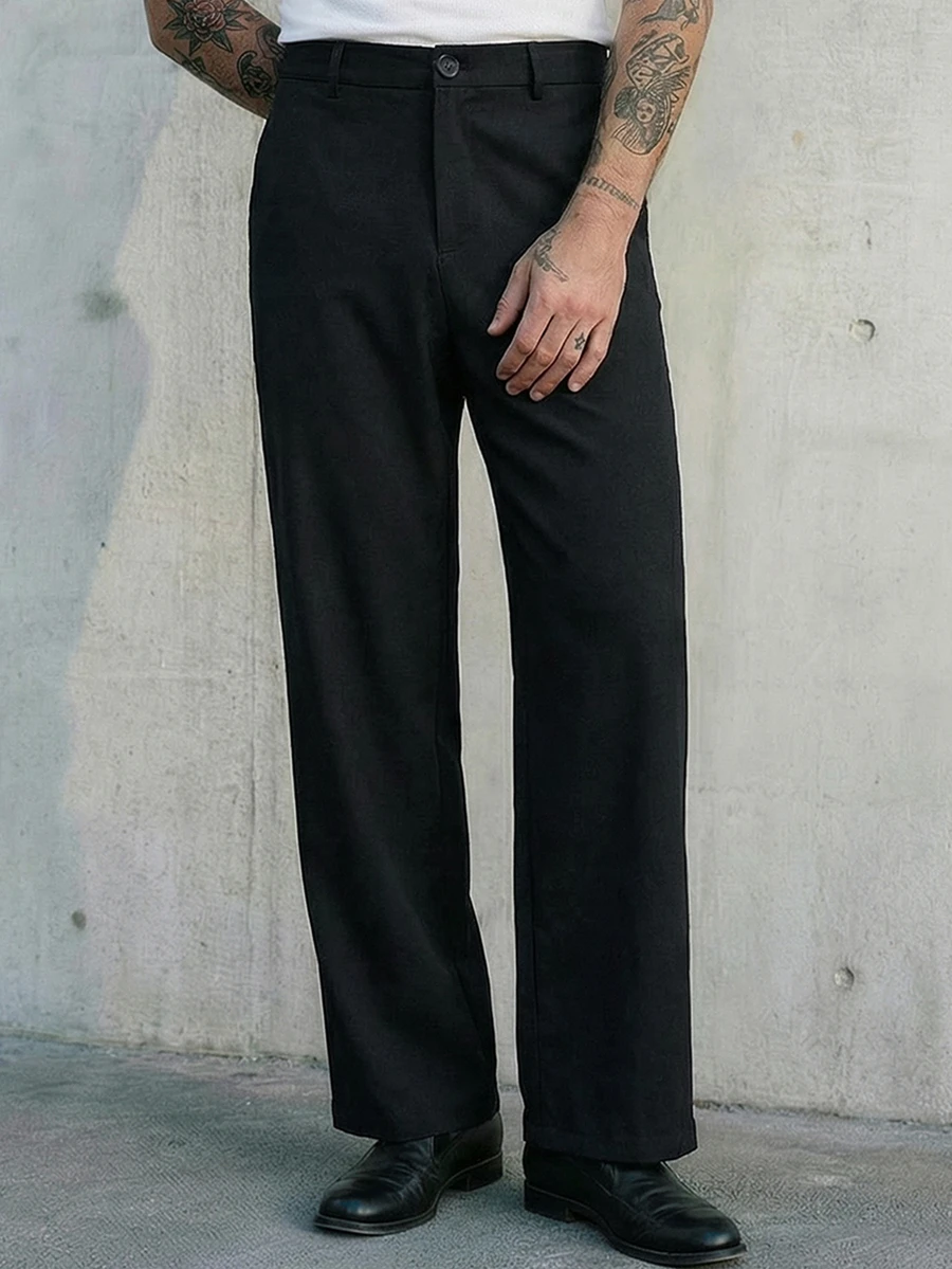 EASEVO Men's Plus Size Button Pocket Business Suit Pants - Black - View 1