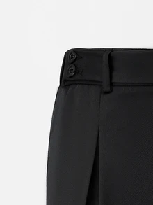 Manfinity Homme Celana Jas Pria Hitam Modis dengan Lipatan Ganda di Belakang, Pinggang Elastis, Kasual, Serbaguna, untuk Bisnis, Ukuran Besar, dan untuk Perjalanan Sehari-hari - Hitam - View 4