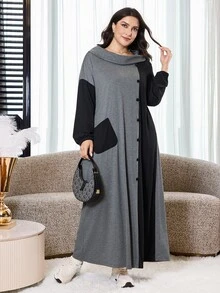 Al Najma Plus Size Women's Colorblock Casual Party & Travel Arabian Dress - Multicolor - View 6