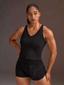 Powerista Women's Black Racerback Sports Tank Top - Black - View 4
