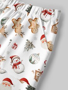 TaskEZ Scrub Uniform Set Christmas Santa Claus Christmas Tree Gingerbread Man Holiday Style Short Sleeve Top And Long Pants - Multicolor - View 6