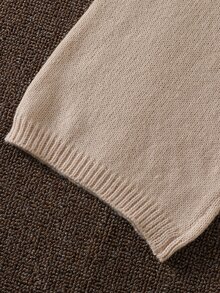 Tween Girl Solid Color Long Sleeve Top And Pants Casual Everyday Knit Set - Khaki - View 7
