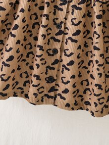 SHEIN Glamorique Kids 1件女嬰洋裝，春/秋休閒森系風格，適合幼兒與嬰兒 - 咖啡棕 - 查看 5