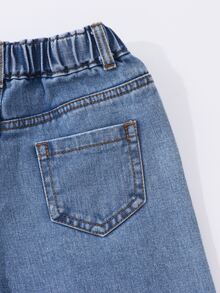 Genkimix Kids Celana Jeans Denim Bordir Aplikasi Kupu-kupu Lucu untuk Anak Perempuan, Desain Pita Busur Merah Muda, Celana Panjang Lurus Warna Biru Muda, Pakaian Gaya Manis Y2K untuk Anak-anak - Medium Wash - View 6