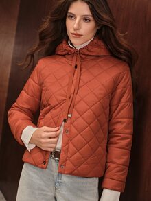 Anewsta Women's Regular Fit Cotton Padded Jacket - Rust Brown - View 6