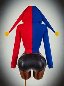 Amplova Halloween Party Clown Cosplay Hat Women's Sweatshirt - Multicolor - View 1