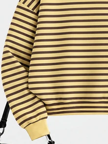 Setelan Sweatshirt dan Legging Leher Bulat Bergaris Horizontal Warna Blok Kuning Hitam Abu-abu untuk Anak Perempuan Remaja Musim Gugur/Dingin - MultiWarna - View 7