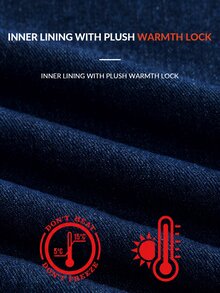 SHEIN PETITE 女款寬鬆休閒百搭保暖內裡牛仔寬腿褲，附口袋 - 深色水洗藍 - 查看 13