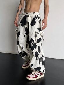 ROMWE MEN Street Life Men's Street Style Cow Print Hot-Selling Pants - Multicolor - View 1