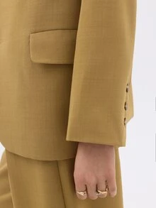 KÆRIA Hus High Waist Pleat Front Wide Leg Trousers - Compact Tailoring - Muted Chartreuse -Tailored - Pale Yellow - View 7