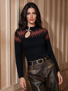 Anewsta Women's Autumn Long Sleeve Knit Sweater, Versatile Design, Slim Fit, Flattering Base Layer Top - Black - View 1