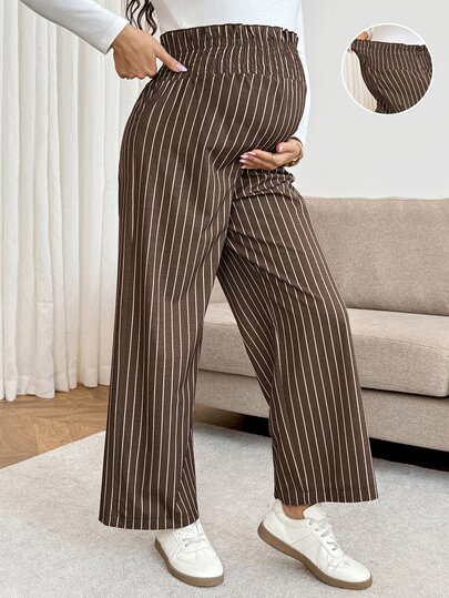 SHEIN Maternity Striped Casual Daily Wear Long Pants