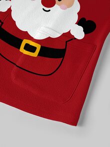 TaskEZ Scrub Uniform Christmas Santa Claus Holiday Style Short Sleeve Top And Pants Set - Multicolor - View 5