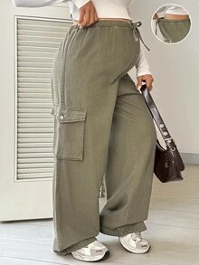 SHEIN Maternity Solid Color Casual Versatile Daily Wear Denim Jeans Western Outfits For Women Cowgirl - Green - View 1