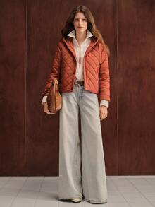 Anewsta Women's Regular Fit Cotton Padded Jacket - Rust Brown - View 4
