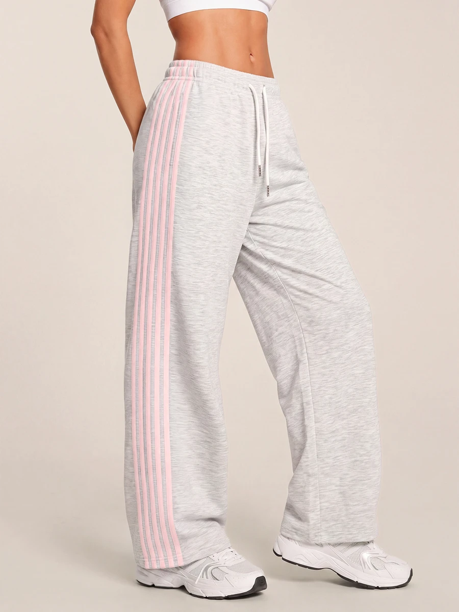 SHEIN BAE Women's Colorblock Casual Daily Travel Sports Long Pants - Light Grey - View 1