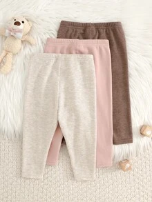 Cozy Pixies 3件組女嬰休閒日常舒適抓絨內裡內搭褲，3款各1件 - 彩色 - 查看 2