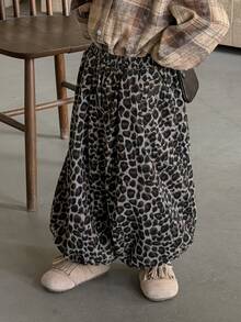 DAZY Young Girl Leopard Print Loose Lantern Pants With Elastic Waist Design - Brown - View 6