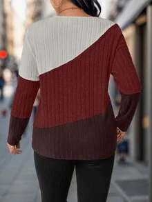 SHEIN Plus Size Color Blocking T-Shirt For Spring And Autumn Graphic Tees Women Tops - Multicolor - View 2