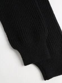 Sweetra Vintage Gold Buckle Off-Shoulder Bodycon Knit Dress - Black - View 7