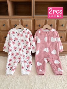SHEIN 2PCS Baby Girls Jumpsuits - Baby Pink - View 5