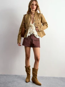 Willow Rêve Jaket Denim Napoleon Khaki Wanita - Khaki - View 3