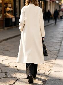 Balvessa Women's New Chinese Style Frog Button Overcoat, Loose Long Jacket, High-End Autumn/Winter Outerwear - Beige - View 2