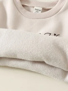 SHEIN 2pcs Baby Boy Checkerboard Pattern Sweatshirt & Sweatpants Set, Infant Outfit, Autumn/Winter Sports Set - Multicolor - View 7