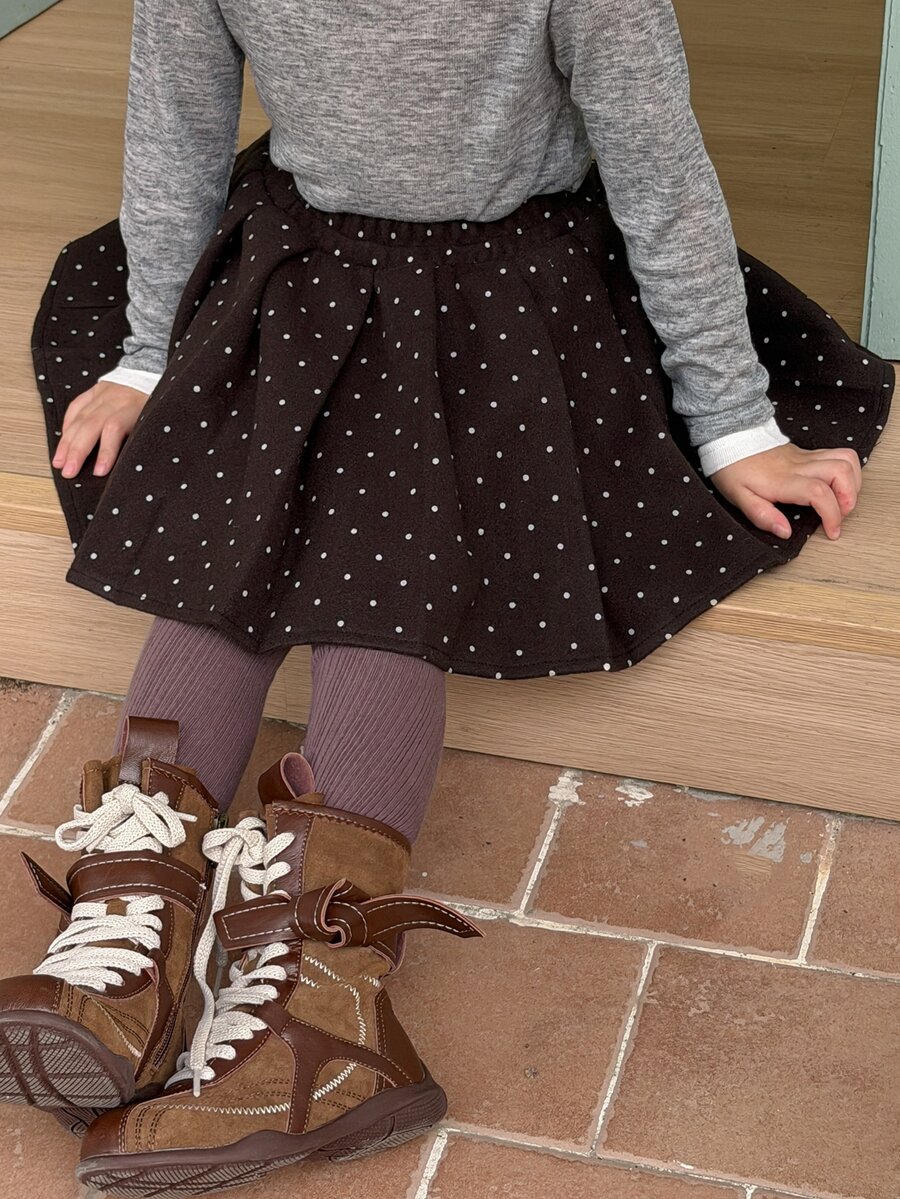 Dazy Kids (Gadis Muda) Rok Pendek Lipit Motif Polkadot yang Lucu - Hitam - View 1