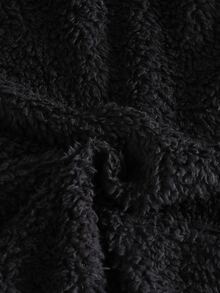 SHEIN Elladie kids 1件女童甜美風休閒外套，校園休閒穿搭，秋冬款3D貓咪刺繡連帽寬鬆抓絨夾克 - 黑色 - 查看 6