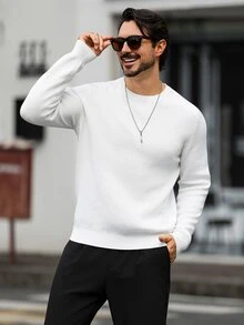 Marcello Vane 男士極簡百搭長袖針織衫，適合日常穿著 - 彩色 - 查看 5