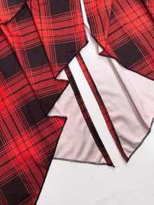 Sweetra Rok Ukuran Besar Musim Semi/Gugur Berbahan Mirip Suede Vintage dengan Pinggang Elastis dan Hem Asimetris, Model A-Line Panjang - MultiWarna - View 6