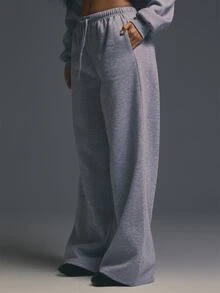 MUSERA Grey Back Graphic Detail Straight Leg Joggers Fall Autumn Winter Coolgirl Halloween Party Going Out Concert Rave Disco Graphic Camo Sexy Thanksgiving - Grey - View 3