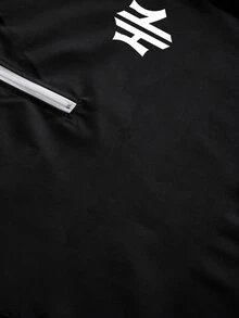 Manfinity EMRG Men's Classic H-Logo Striped Zipper Half-Placket Long Sleeve Jacket - Black - View 4