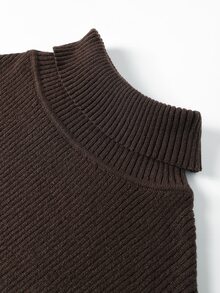 Seusyu Plus Size Women's Solid Color Casual Daily Long Sleeve Sweater - Khaki - View 6