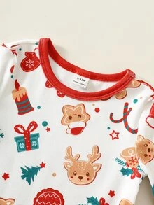 SHEIN 2件組男嬰秋冬休閒可愛聖誕修身居家服套裝 - 彩色 - 查看 5