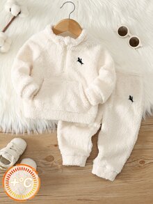 SHEIN 2pcs/Set Setelan Anak Laki-Laki Musim Gugur/Dingin, Setelan Sweatshirt dan Celana Kasual, Setelan Sweatshirt, Setelan Anak Laki-Laki, Setelan Musim Gugur/Dingin, Setelan Olahraga, Setelan Fleece - MultiWarna - View 3