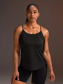 Powerista Women's Solid Color Back Cutout Sports Tank Top - Black - View 2