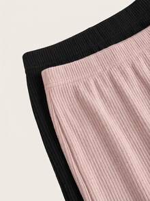 SHEIN LUNE 女款純色秋冬休閒基礎百搭外出裙 2件組 教師節辦公工作穿搭 黑色巧克力棕色裙 - 藕粉色 - 查看 4
