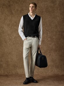 Manfinity CityGents Men's Solid Color Casual Daily Knit Vest - Black - View 3
