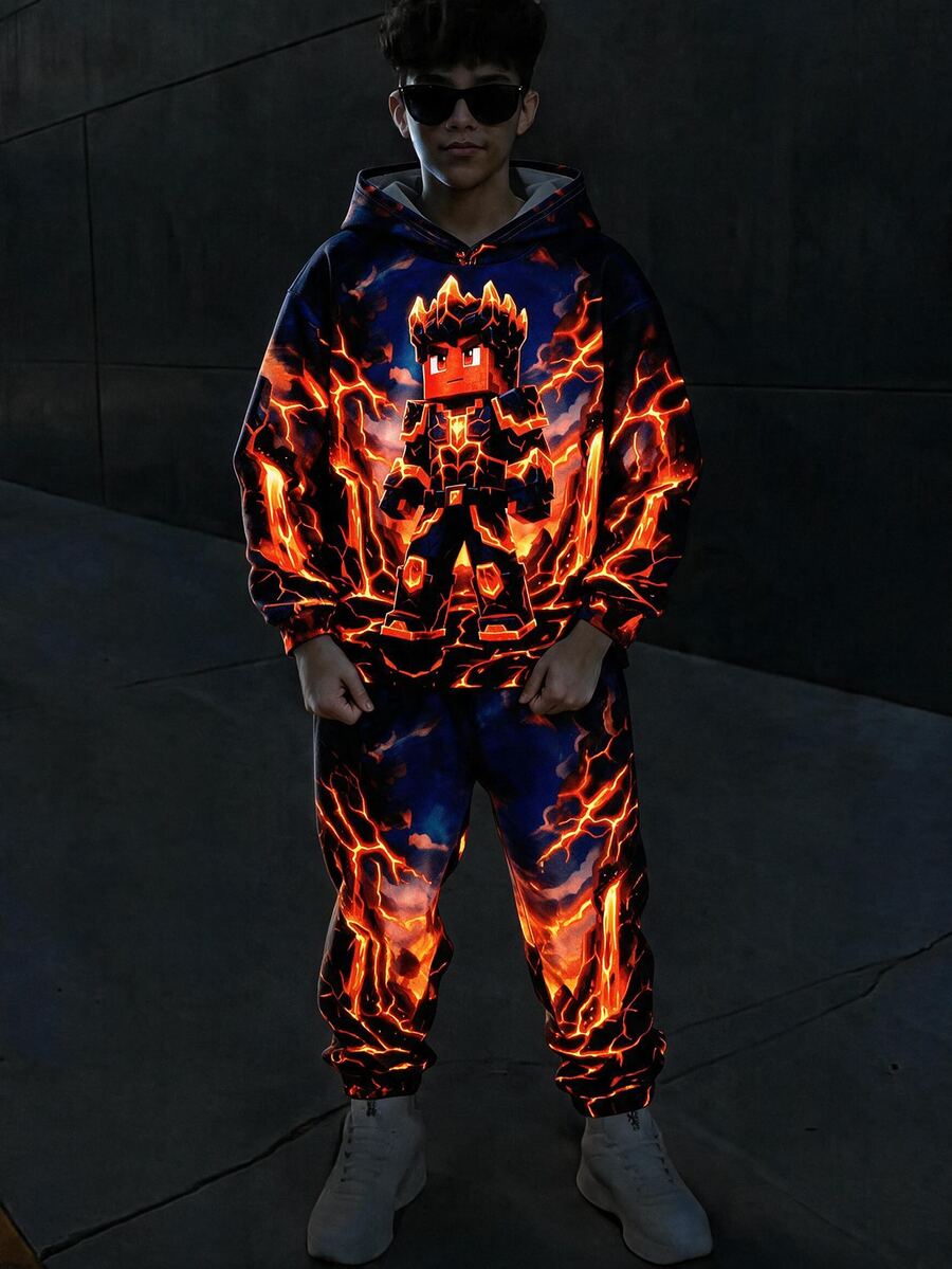 SHEIN Tween Boy Cartoon Print Kids Casual Everyday Autumn Sweatshirt - Multicolor - View 1