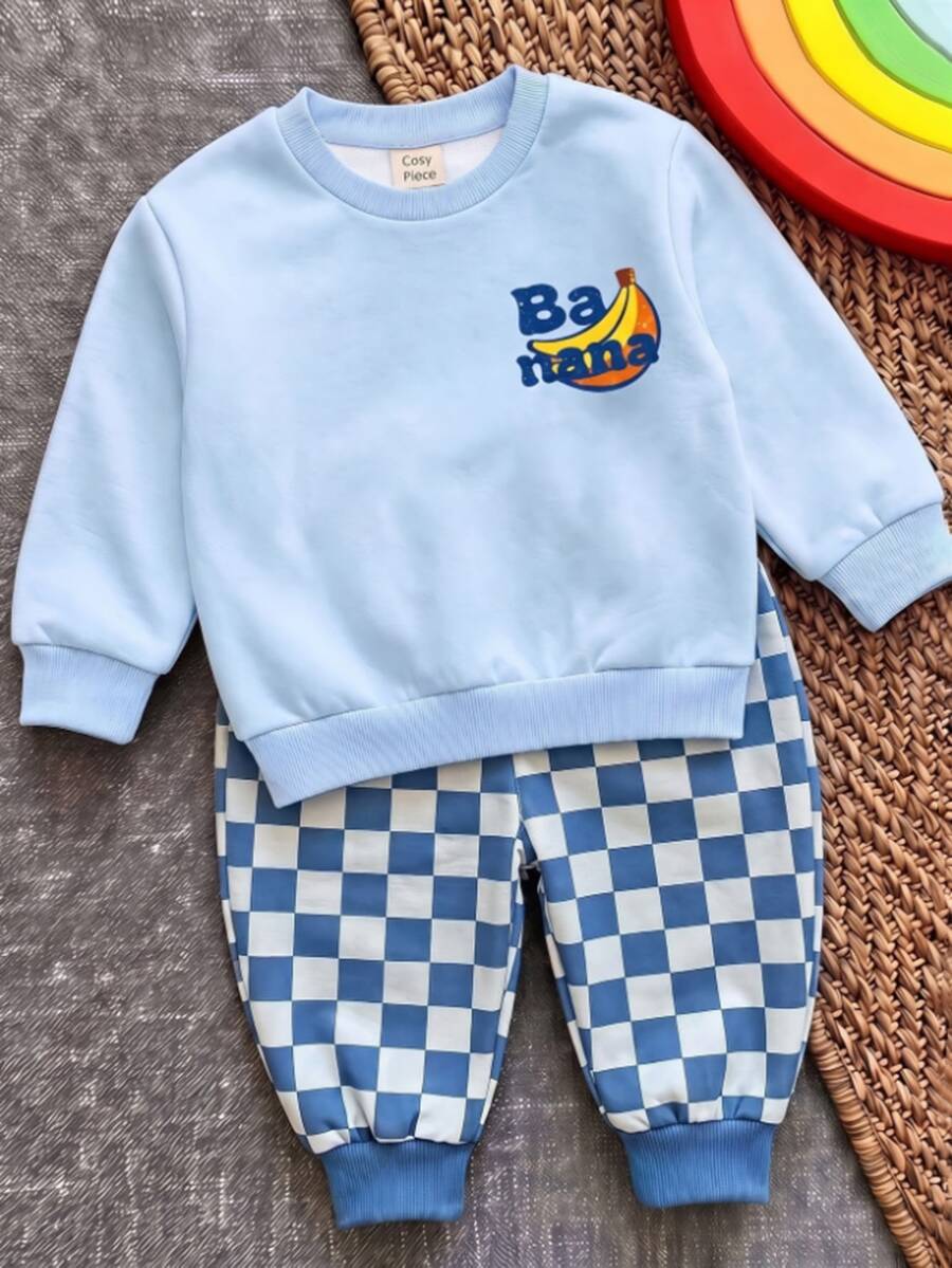 Young Boys Loose Casual Comfortable Long Sleeve Sweatshirt And Pants 2 Pieces Set Suitable For Autumn/Winter Kids - Multicolor - View 1