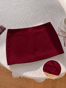 SHEIN Tween Girl Casual Daily Kids Shorts Red Fashion Skirt, Suitable For Summer, Lightweight Material - Burgundy - View 1