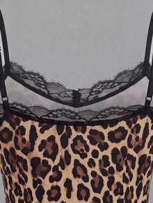 Galadore Plus Size Elegant Lace Trim Leopard Print Camisole Camisole - Multicolor - View 7