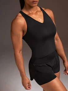 Powerista Women's Black Racerback Sports Tank Top - Black - View 5