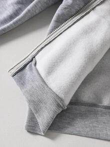 SHEIN 1件 青少年女孩美式休閒風學校日常出遊春秋款臘腸狗卡通印花拉鍊運動衫 - 灰色 - 查看 8