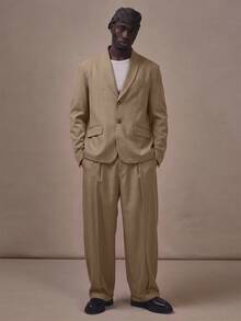 Musero Pleated Suit Pants Side Pockets One Back Pocket Co Ord Trousers Only Autum Winter Essentials - Brown - View 1