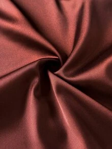 Viva Relle Plus Size Coffee Brown Autumn Premium Satin Layered A-Line Long Dress 2 Pieces Set - Coffee Brown - View 6