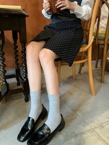 DAZY Women's Polka Dot Casual Versatile Skirt - Black - View 9